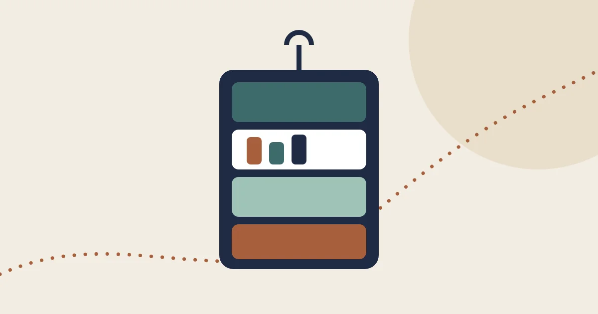 Illustration of a hanging toiletry bag on a hook