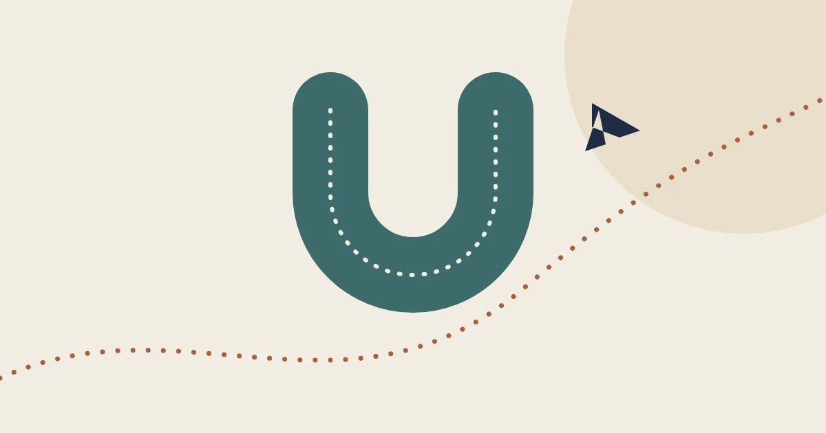 Illustration of a travel neck pillow and an airplane on a dotted route