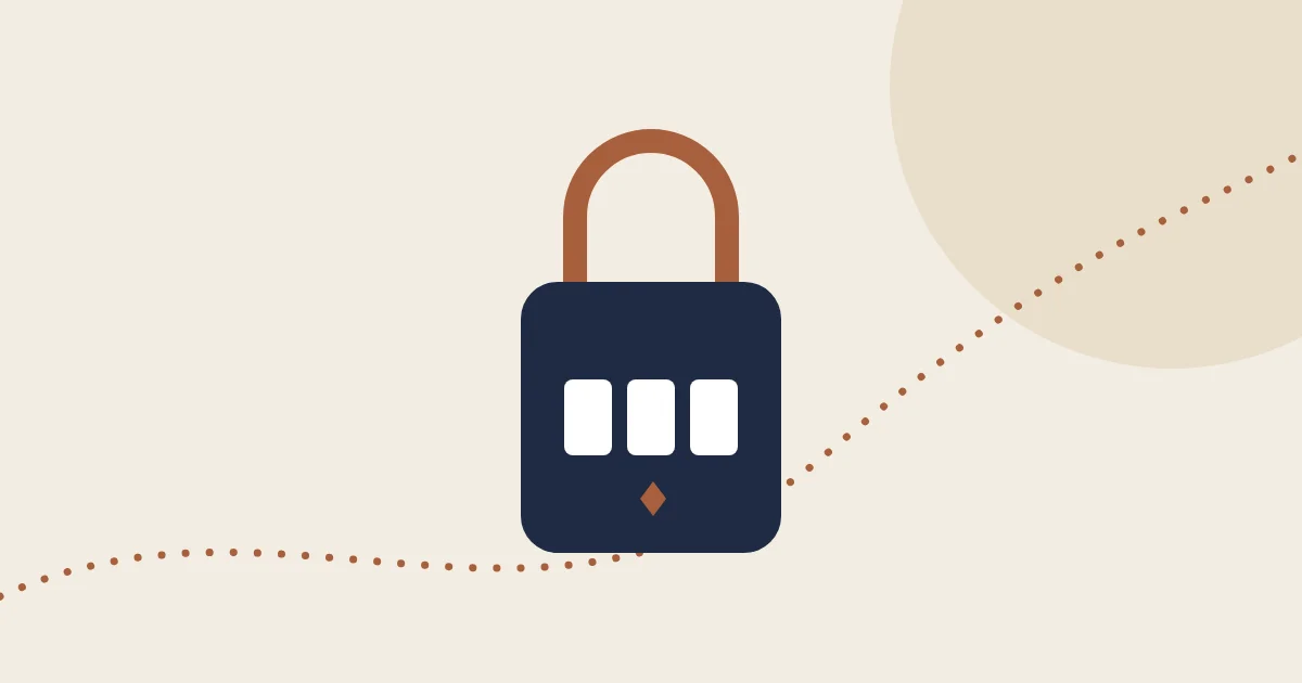 Illustration of a cable combination lock on a suitcase zipper