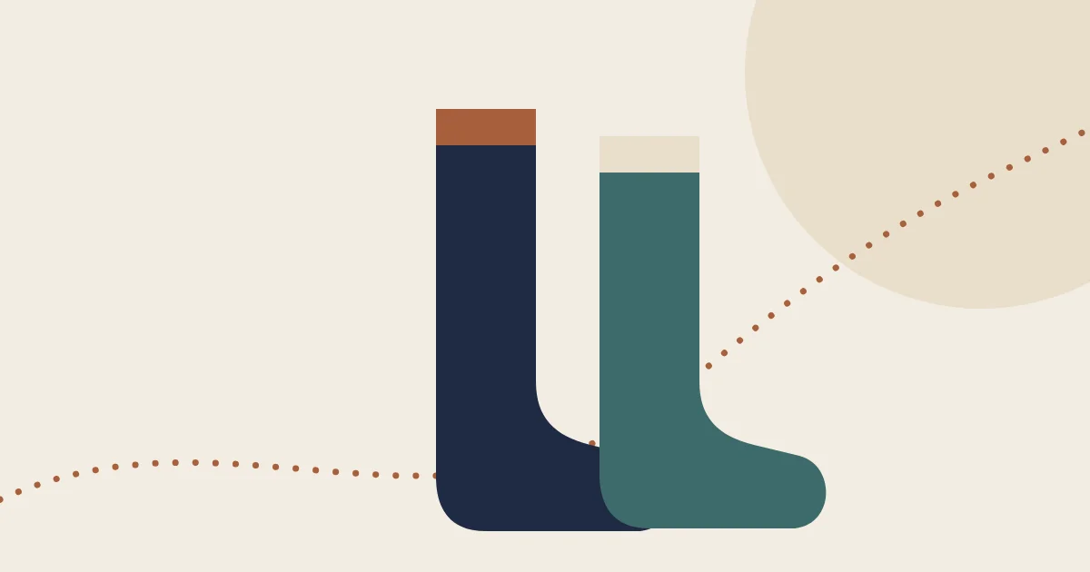 Illustration of knee-high compression socks and an airplane on a dotted route